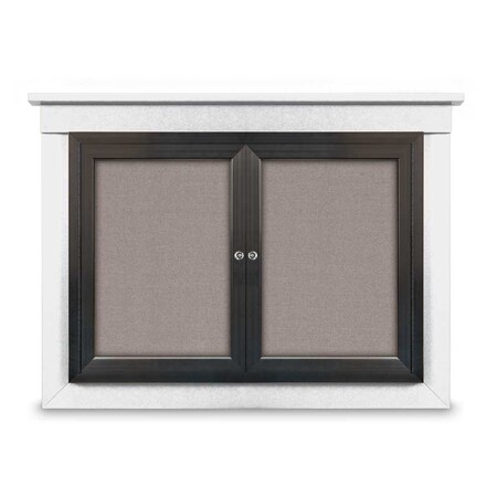 United Visual Products 48"x36" 2-Door Enclosed Letterboard, Header, Green Felt/Walnut UV2624HD-WALNUT-GREEN